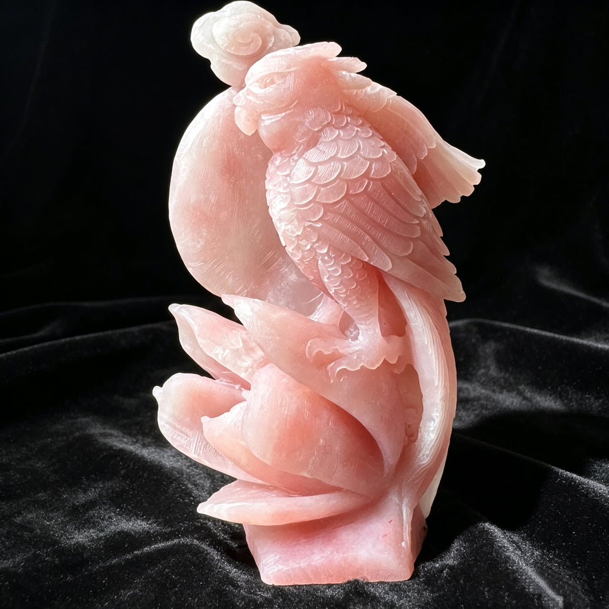 Natural Stone Hand Carved Parrot Sculpture Bird Figurine Collectible Decor