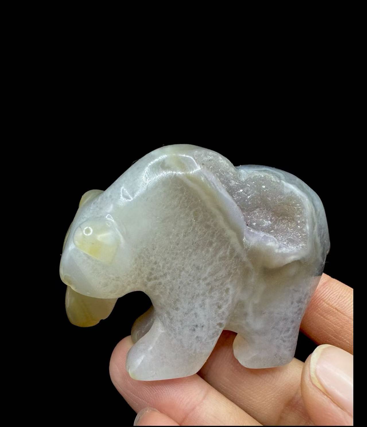 Spiritual Healing Crystal Bear - Carved agate Geode decoration