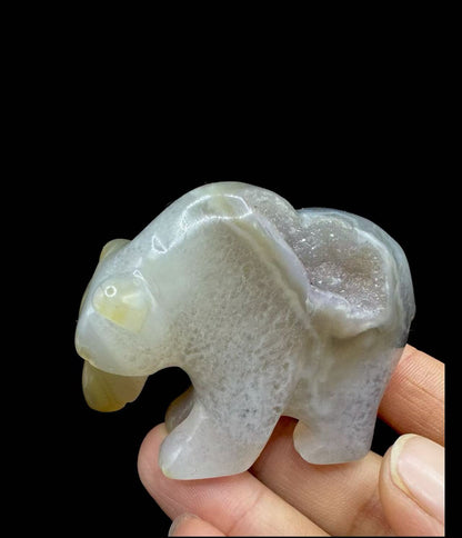 Spiritual Healing Crystal Bear - Carved agate Geode decoration
