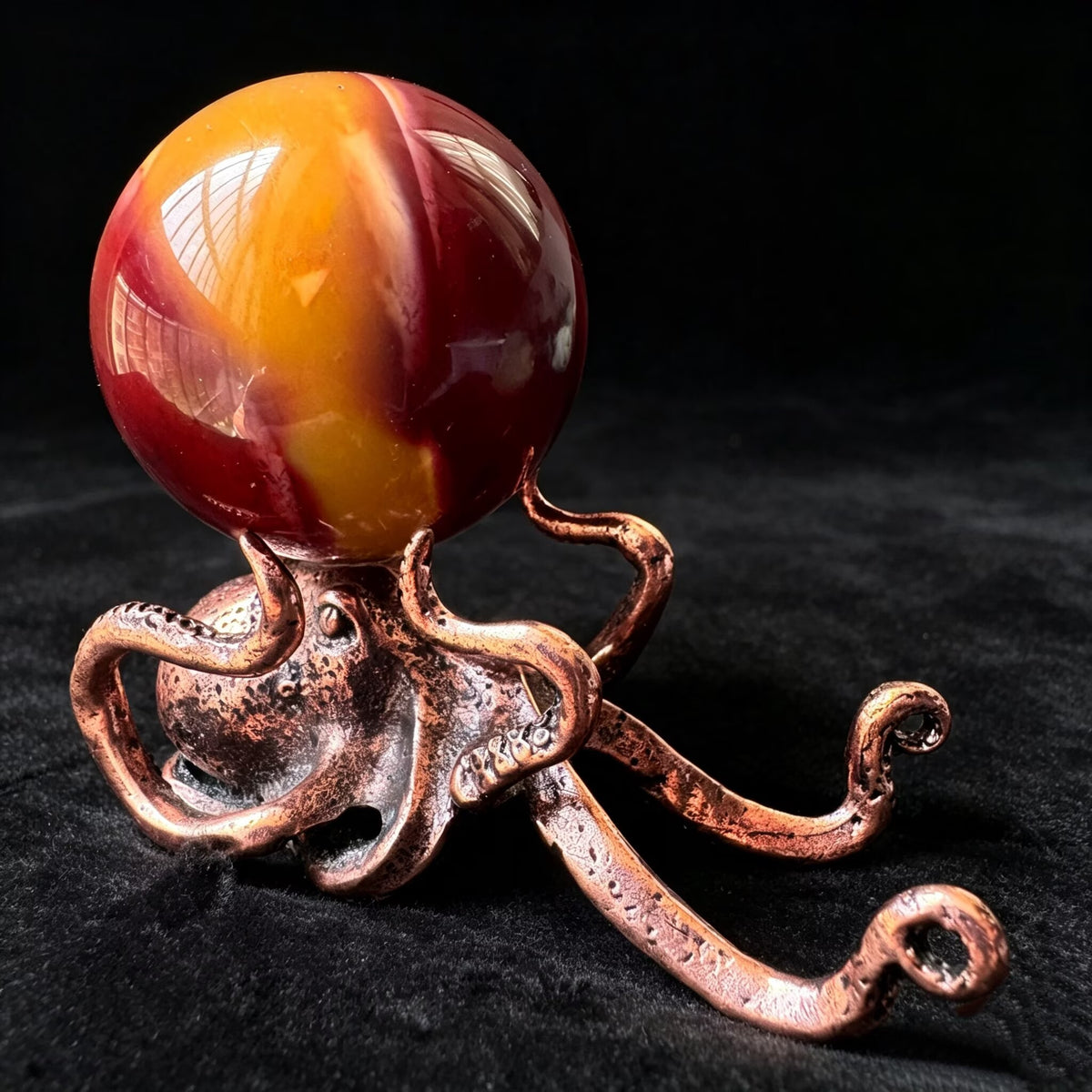 Polished Ocean Jasper Planet Sphere with Octopus Stand