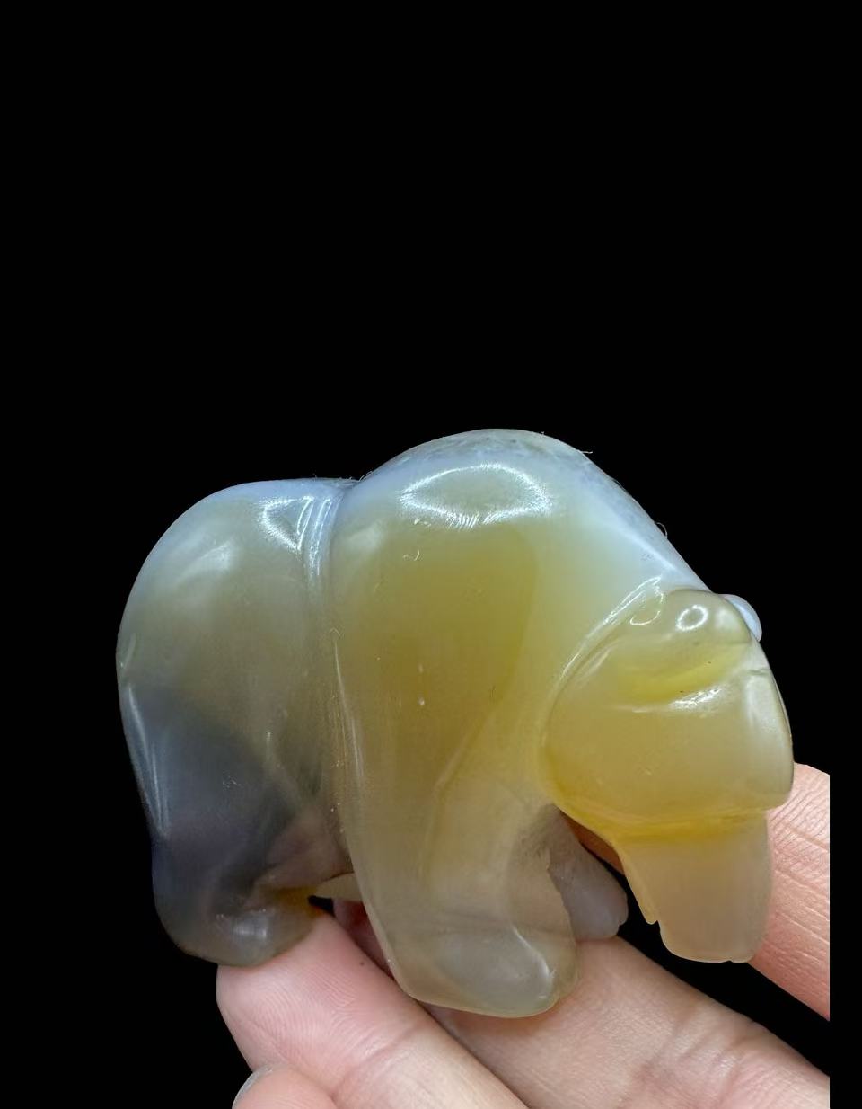 Spiritual Healing Crystal Bear - Carved agate Geode decoration