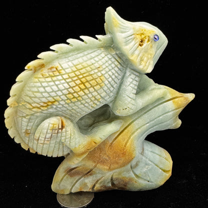 Hand-Carved Lizard Figurine Natural Amazonite for Healing Energy & Protection
