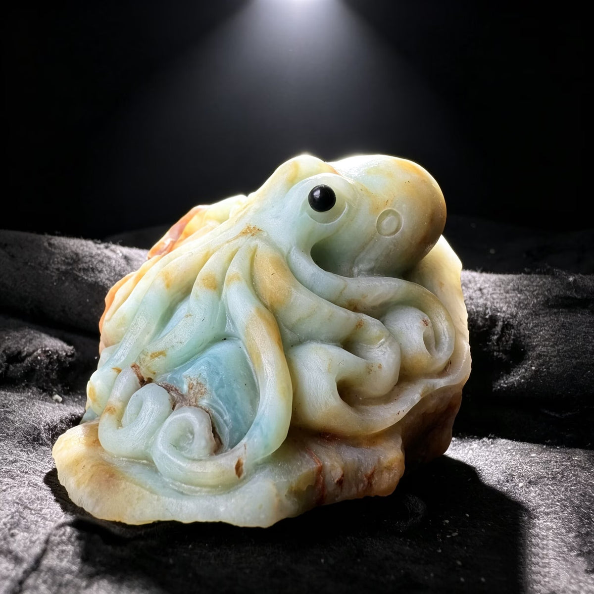 Elegant Amazonite Octopus Figurine | Coastal Desk Decor