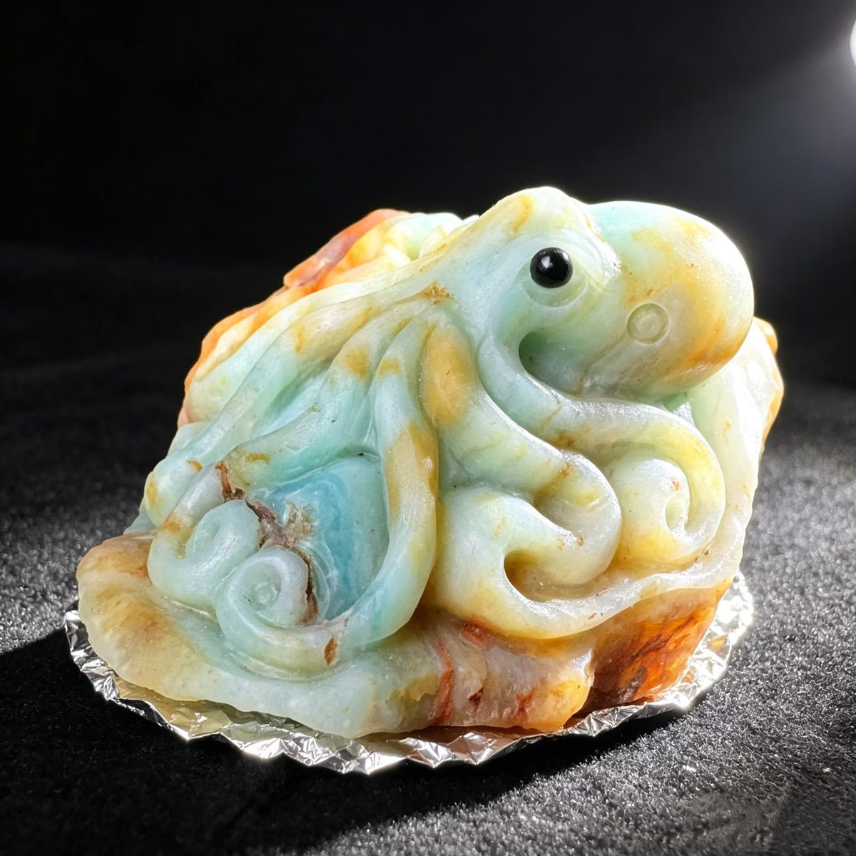 Elegant Amazonite Octopus Figurine | Coastal Desk Decor