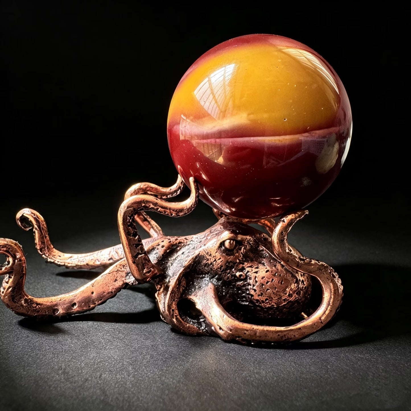 Polished Ocean Jasper Planet Sphere with Octopus Stand