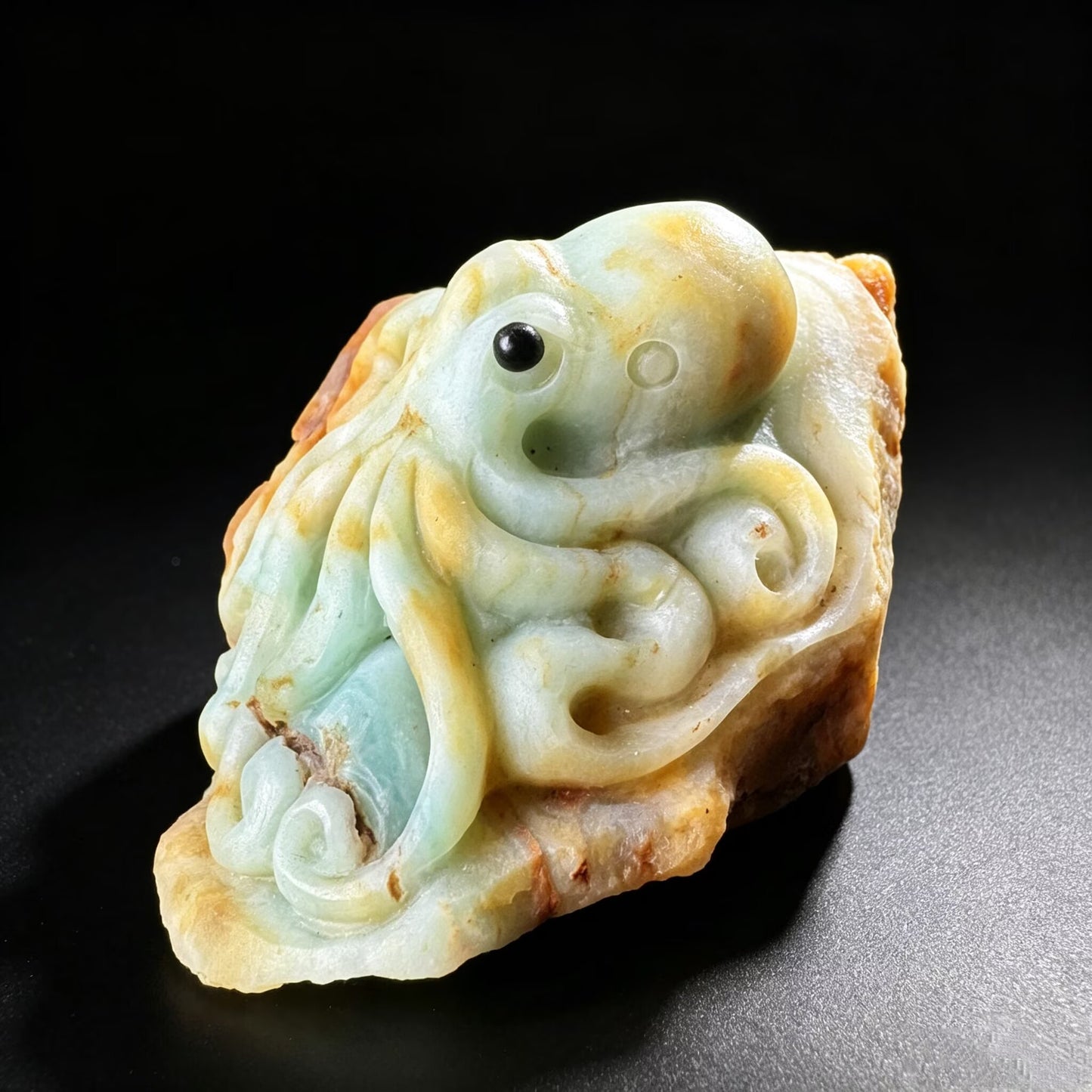 Elegant Amazonite Octopus Figurine | Coastal Desk Decor