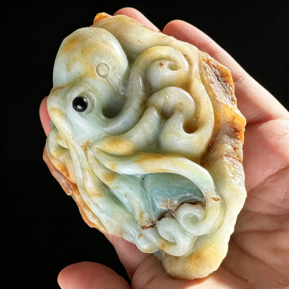 Elegant Amazonite Octopus Figurine | Coastal Desk Decor