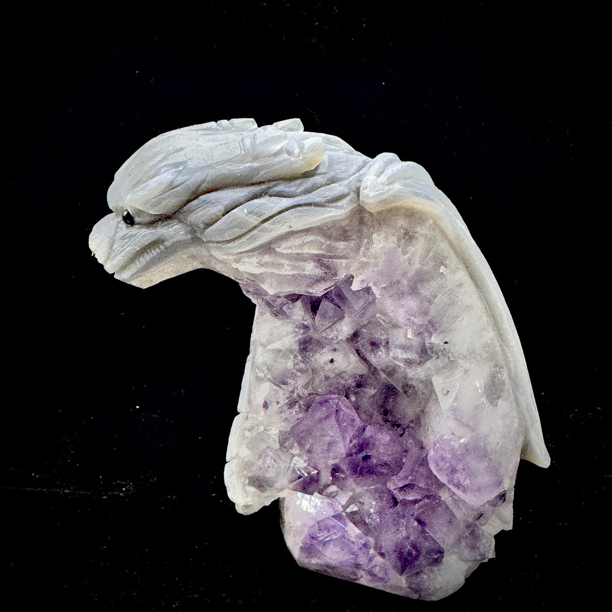 The piece in a peaceful natural setting, representing a companion on the spiritual path.