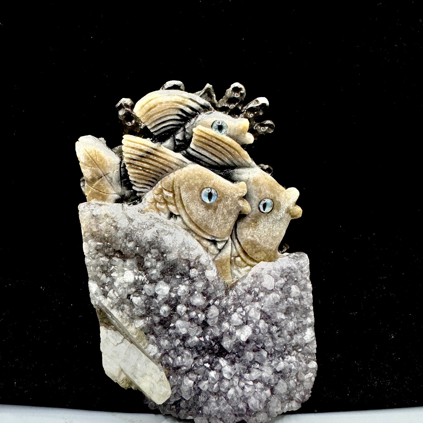 The sculpture symbolizing the connection between deep sea intuition and spiritual crown chakra energy.