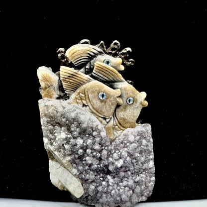 The sculpture symbolizing the connection between deep sea intuition and spiritual crown chakra energy.