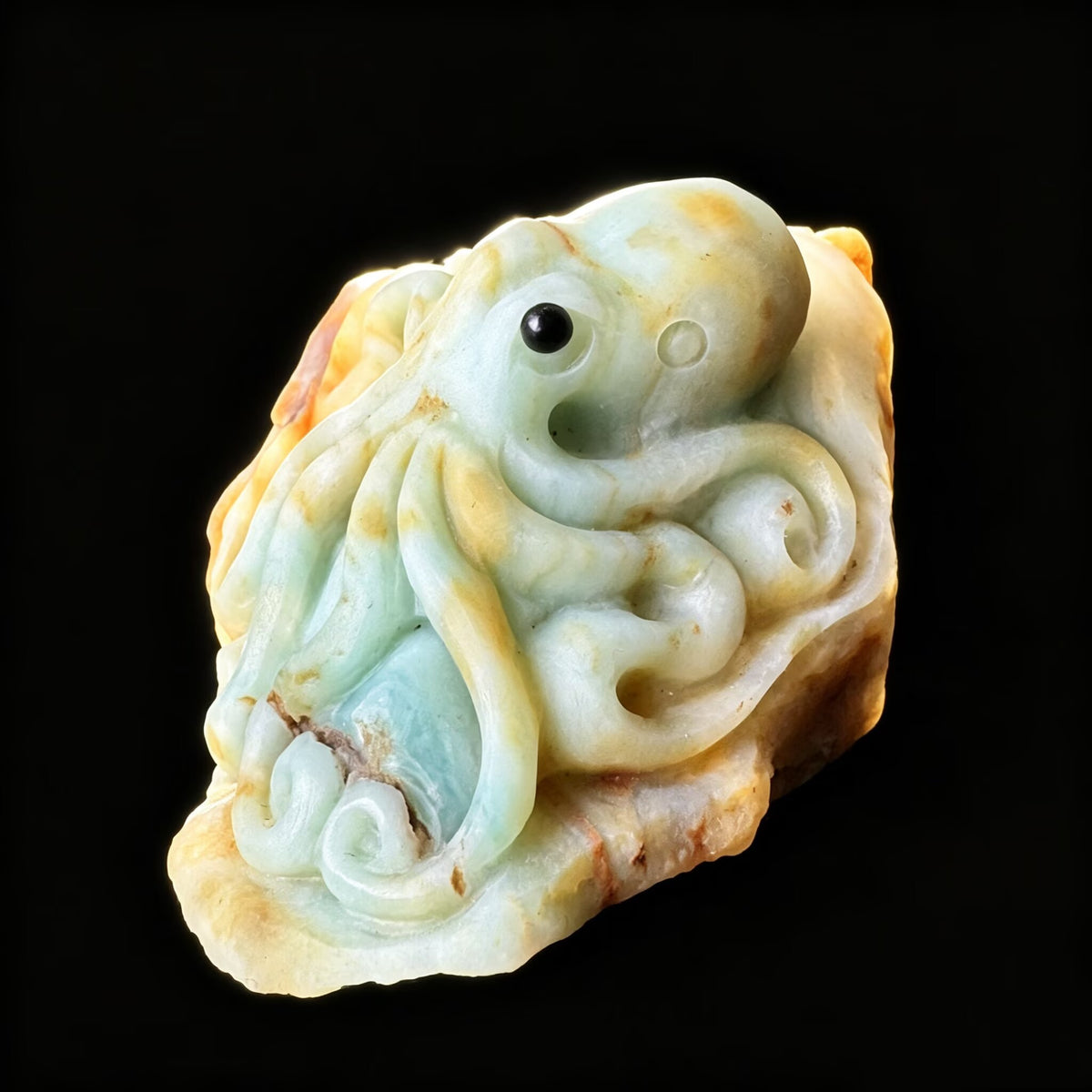 Elegant Amazonite Octopus Figurine | Coastal Desk Decor