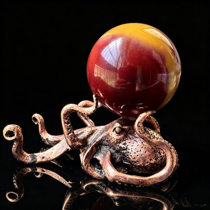 Polished Ocean Jasper Planet Sphere with Octopus Stand