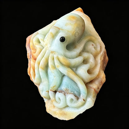 Elegant Amazonite Octopus Figurine | Coastal Desk Decor