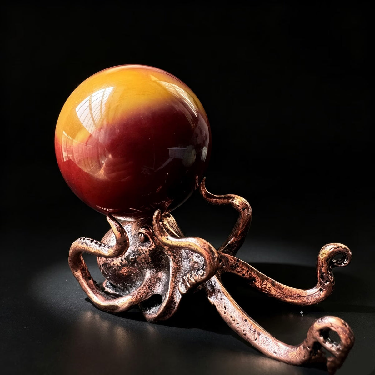 Polished Ocean Jasper Planet Sphere with Octopus Stand