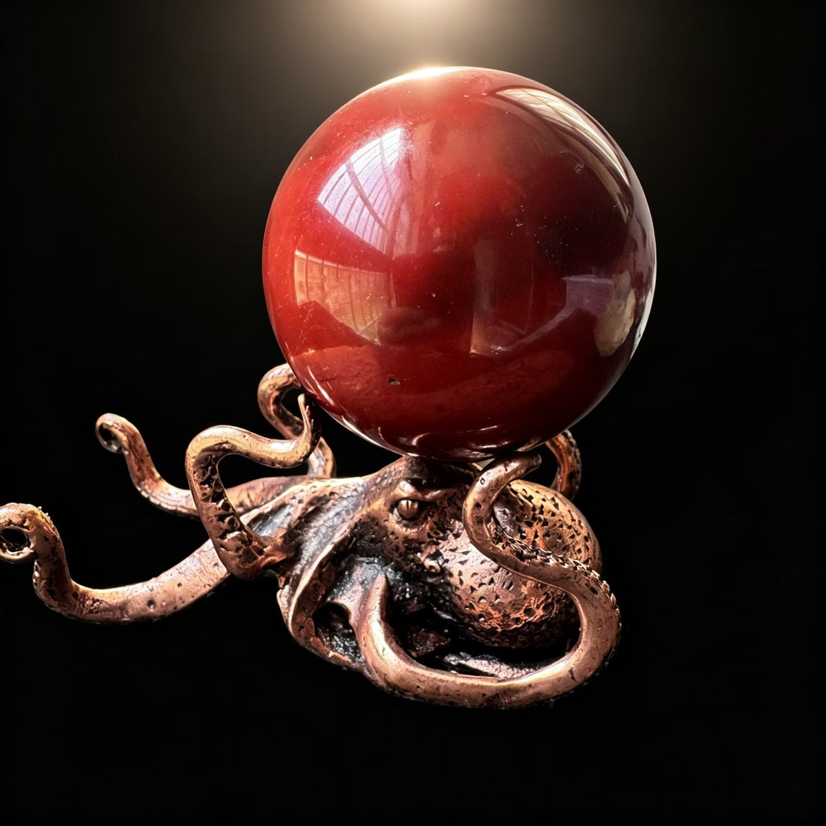 Polished Ocean Jasper Planet Sphere with Octopus Stand