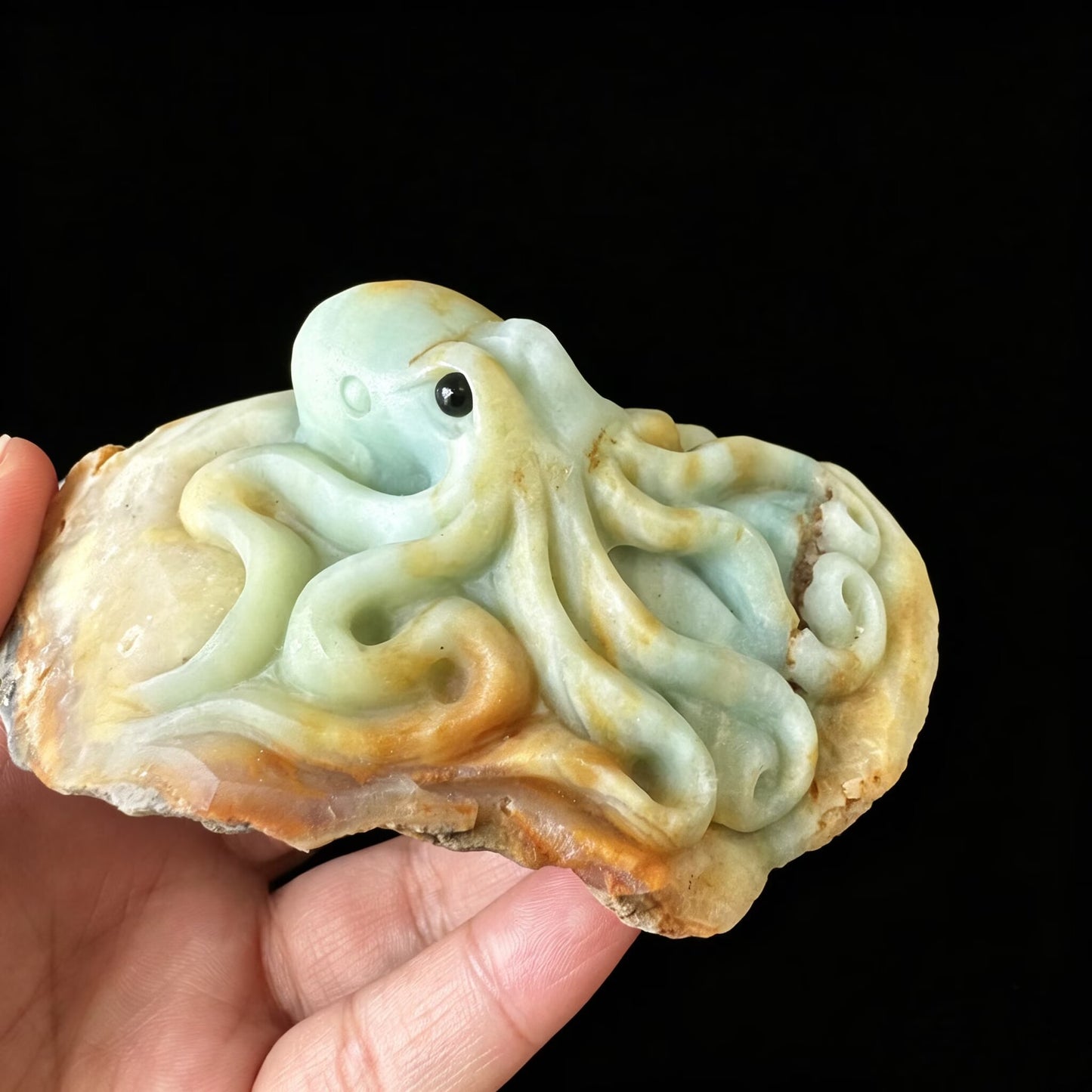Elegant Amazonite Octopus Figurine | Coastal Desk Decor