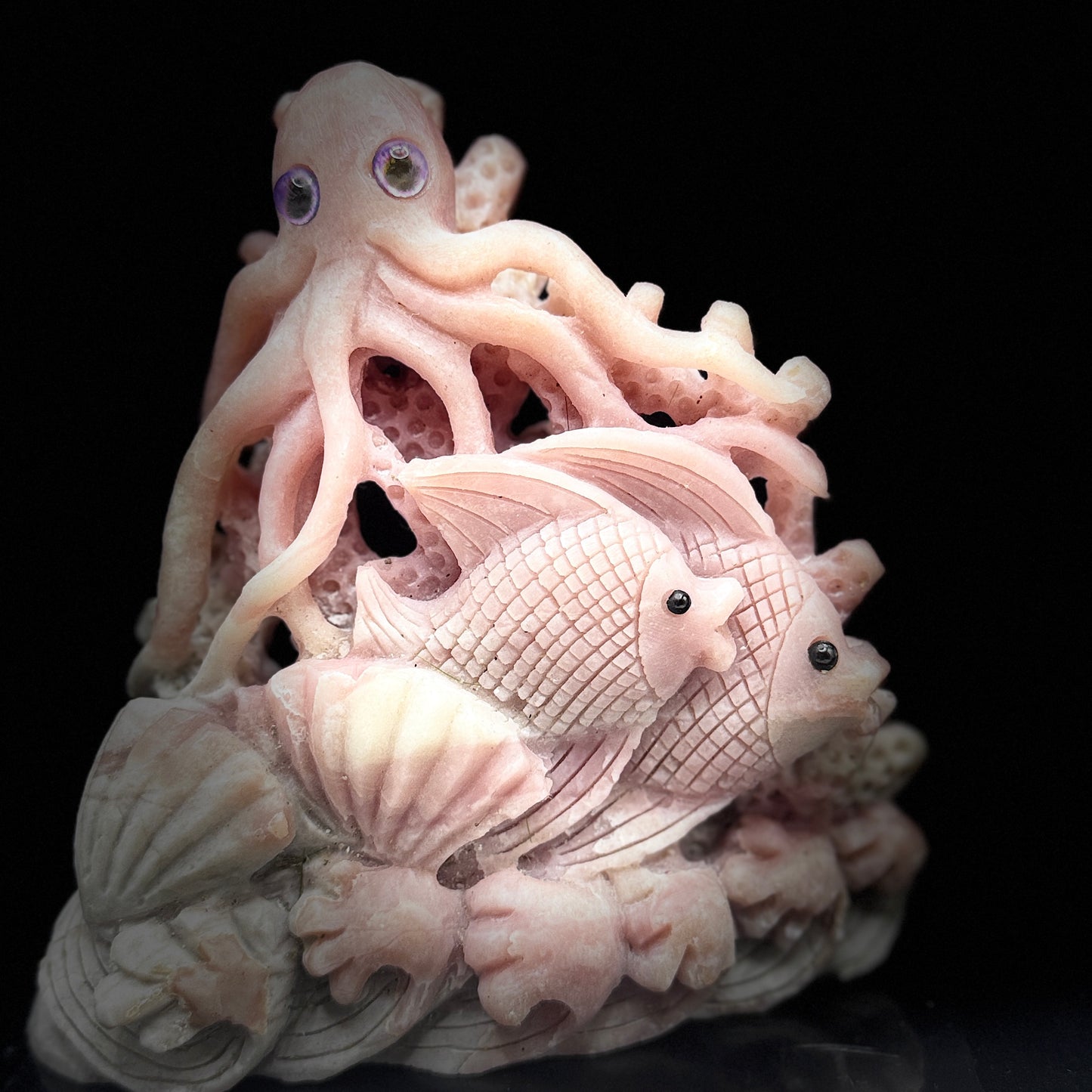  Pink Opal Ocean Sculpture Heart Chakra Healing