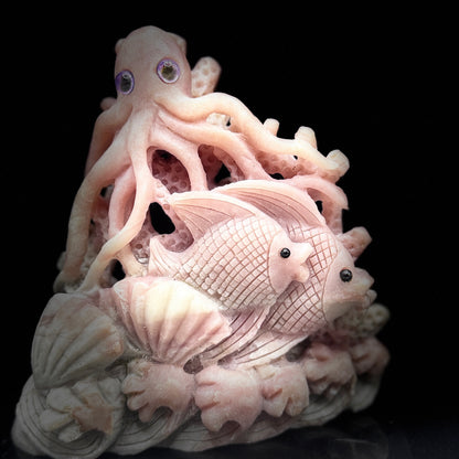  Pink Opal Ocean Sculpture Heart Chakra Healing
