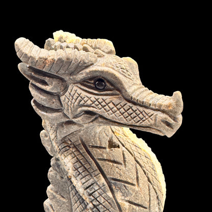 Hand Carved Crystal Cluster Dragon Head Sculpture for Energy Amplification