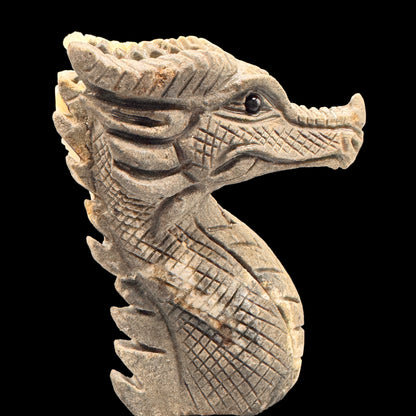 Hand Carved Crystal Cluster Dragon Head Sculpture for Energy Amplification
