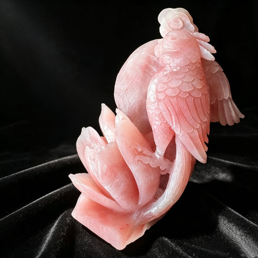 Natural Stone Hand Carved Parrot Sculpture Bird Figurine Collectible Decor