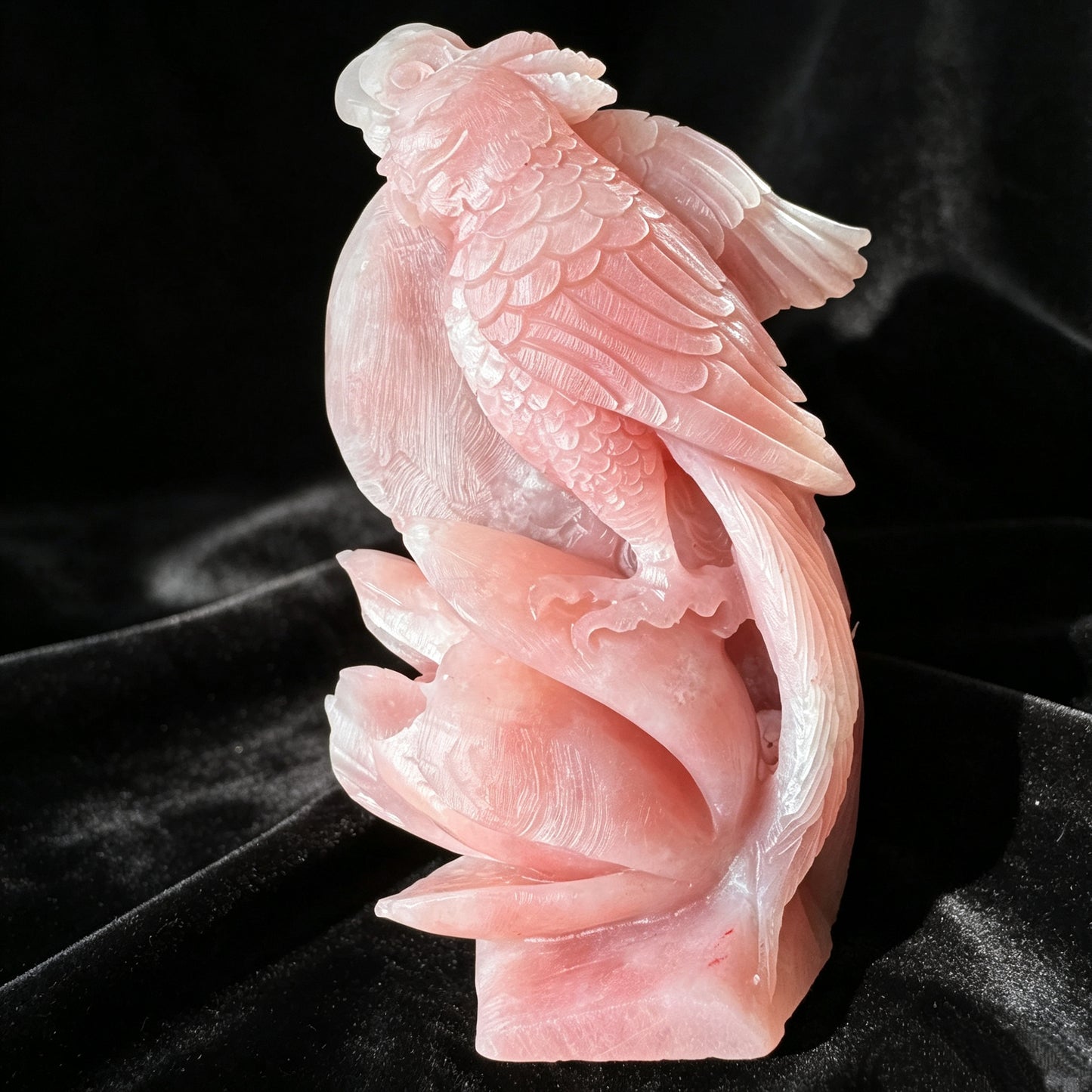 Natural Stone Hand Carved Parrot Sculpture Bird Figurine Collectible Decor