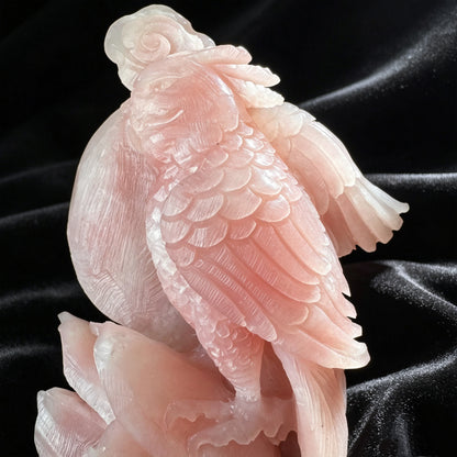 Natural Stone Hand Carved Parrot Sculpture Bird Figurine Collectible Decor