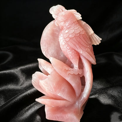 Natural Stone Hand Carved Parrot Sculpture Bird Figurine Collectible Decor