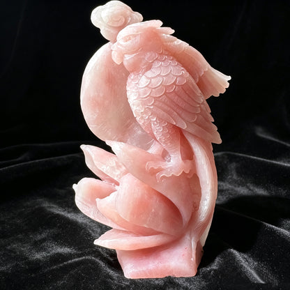 Natural Stone Hand Carved Parrot Sculpture Bird Figurine Collectible Decor