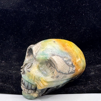 The skull displayed alongside other metaphysical tools.