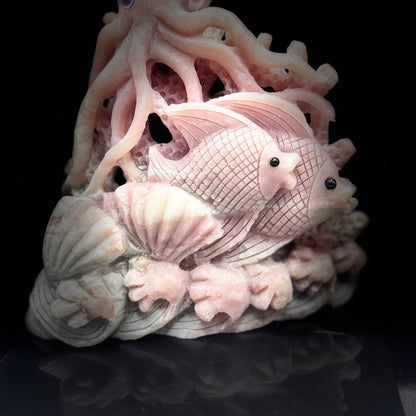 Hand Carved Sea Turtle Detail on Opal Base