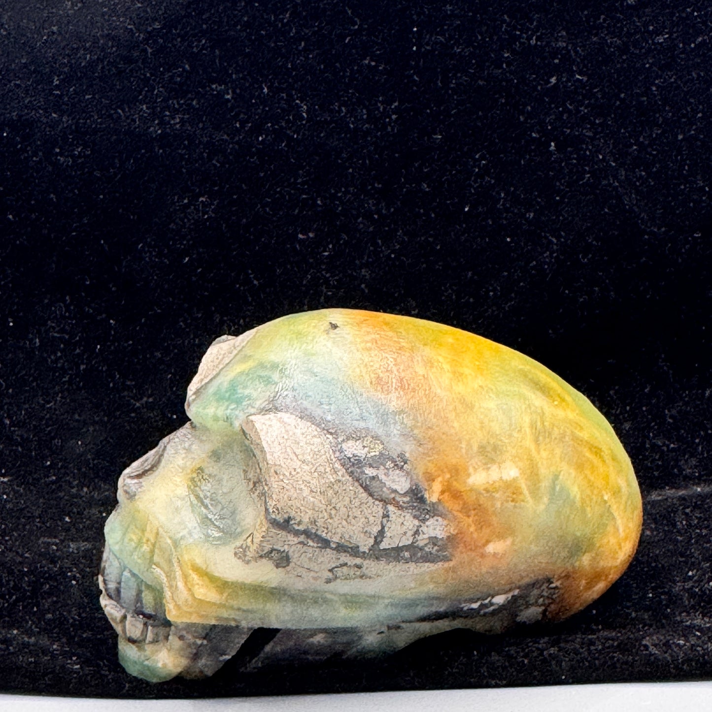 Amazonite skull used in Reiki healing practice.