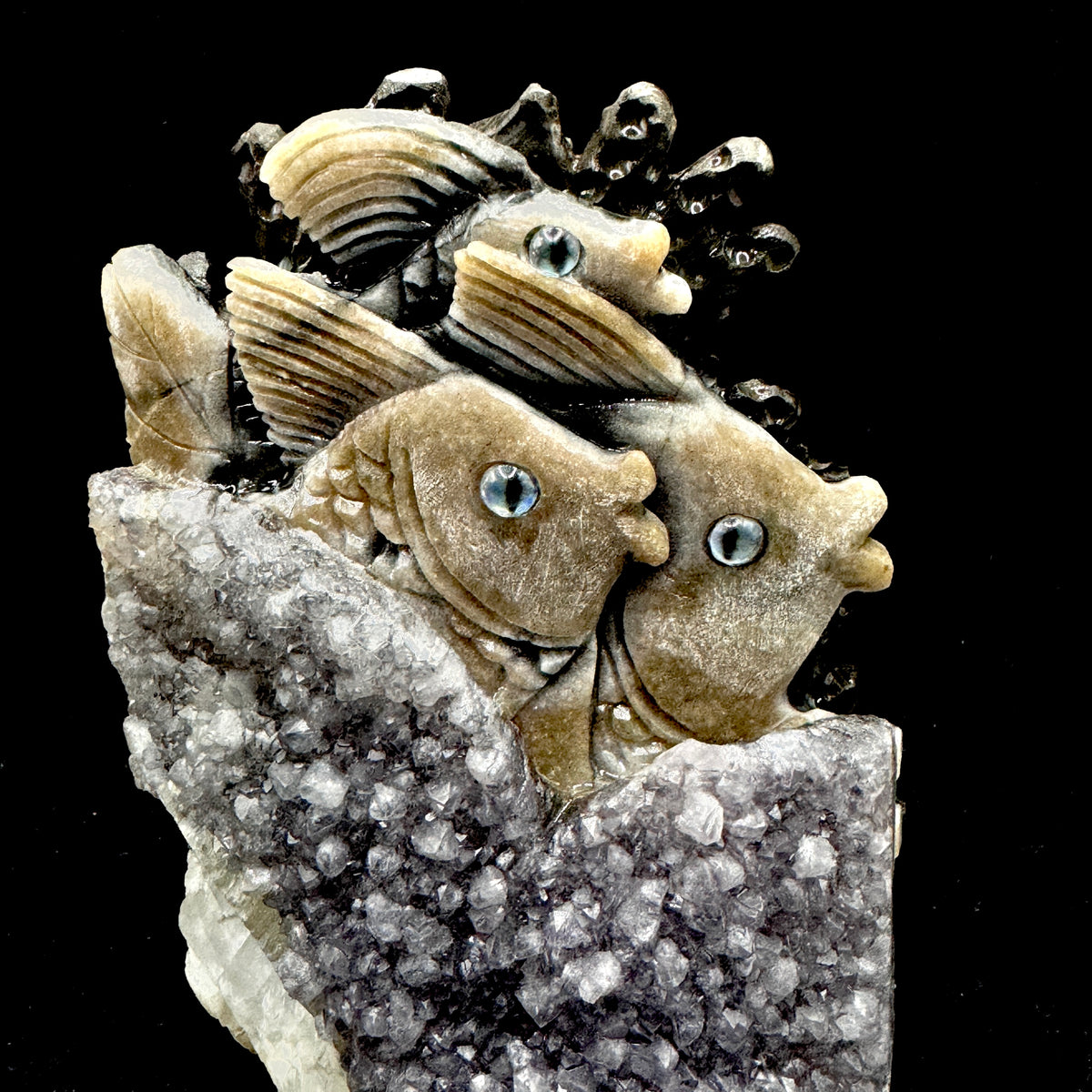 . A detailed view of the sea creature emerging from the crystal, representing a link to the subconscious.