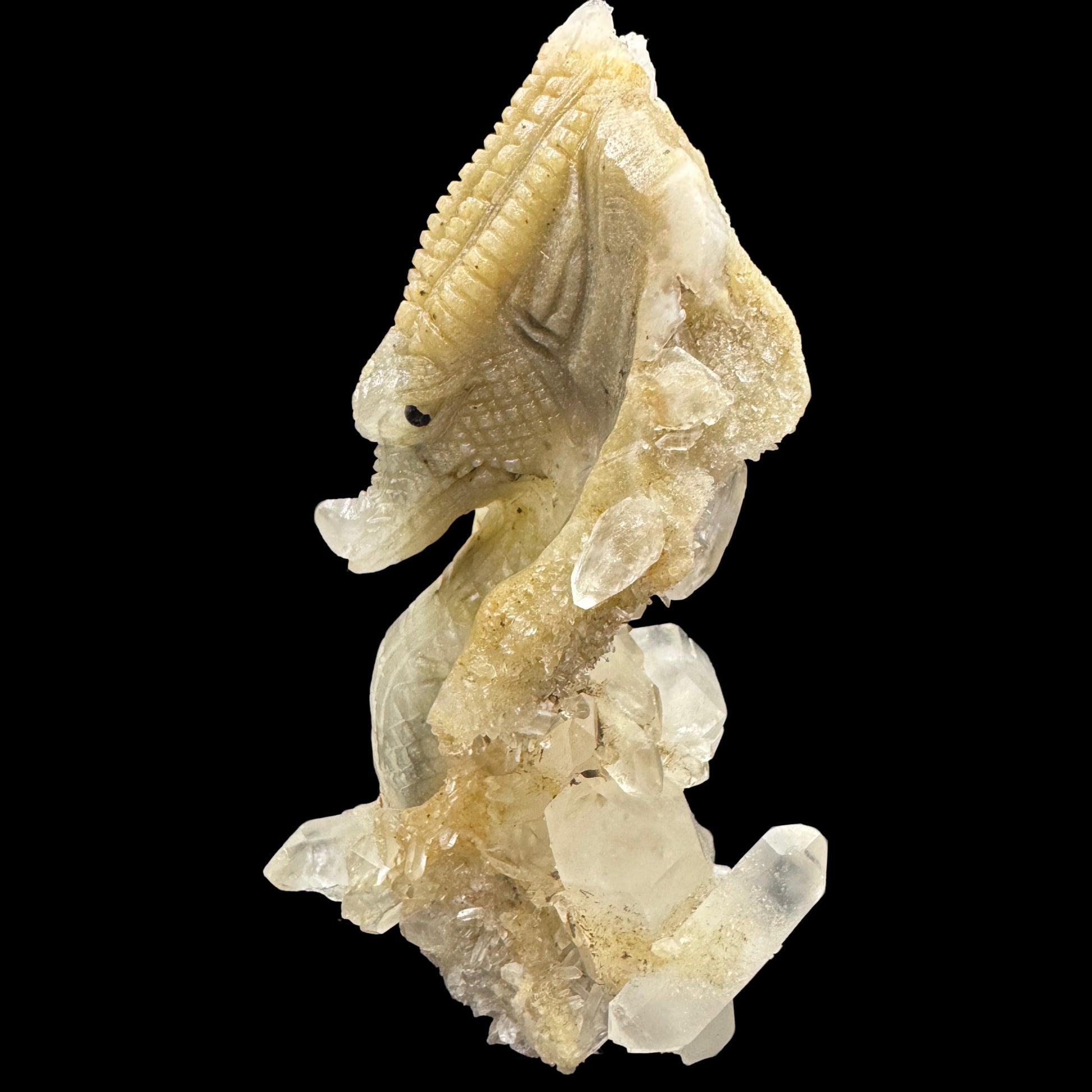 Dragon crystal used in a meditation setup for chakra balancing