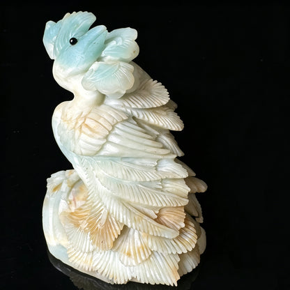 Hand Carved Amazonite Peacock Figurine