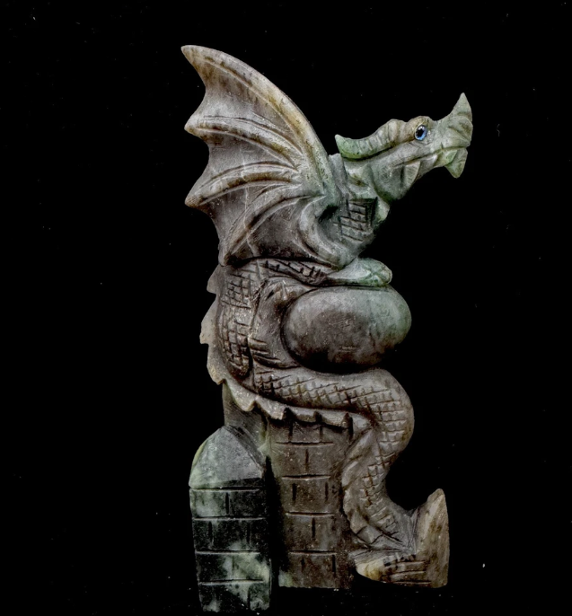 Amazonite Dragon on Office Desk - Wealth-attracting Crystal Art for Success & Career Luck