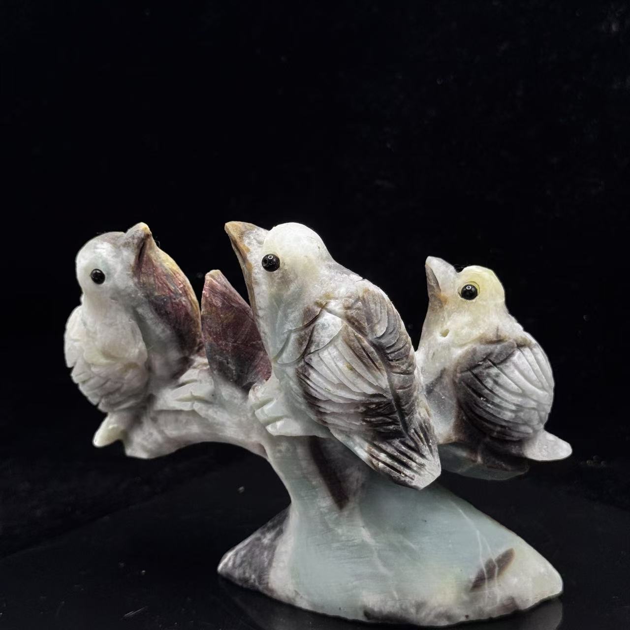 Handmade Amazonite Bird Statue - Natural Green Crystal Carving for Spiritual Protection & Home Decor