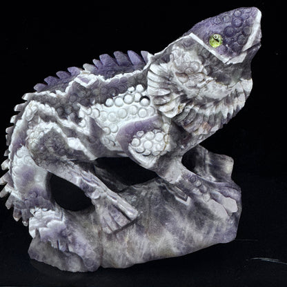 Dream Amethyst Lizard Sculpture Hand Carved - Third Eye Activation, Intuition Booster