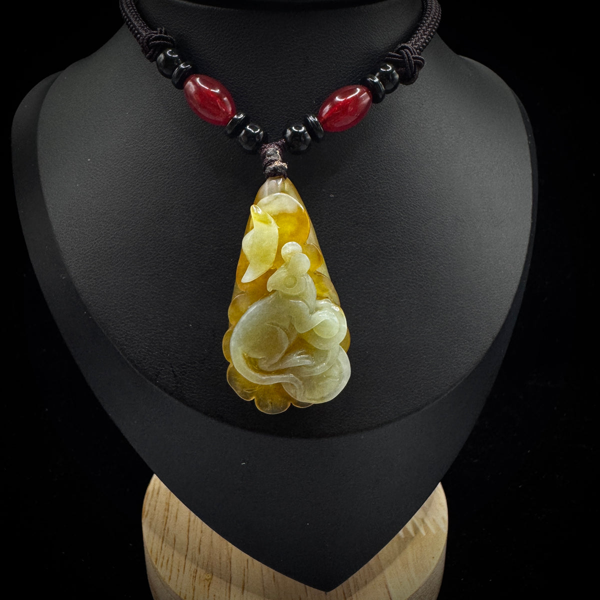Hand carved Chinese zodiac rat pendant from natural Xiuyan rock